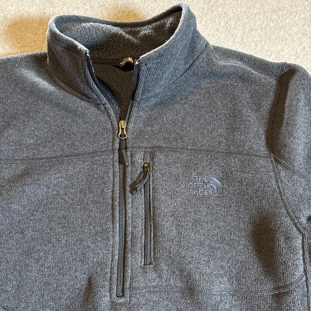 Mens Quarter Zip Pullover Fleece North Face Mens Sz L Blue Very‎ Good Cond.